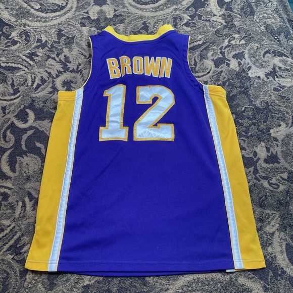 Adidas NBA Los Angeles LA Lakers Shannon Brown #12 Jersey Mens Size 44 Purple - Picture 10 of 11